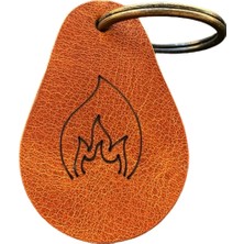 Pepuza Alev Logolu Hakiki Deri Anahtarlık