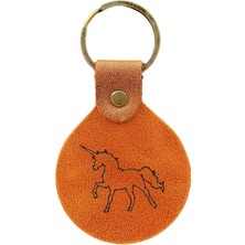 Pepuza Unicorn Logolu Hakiki Deri Anahtarlık