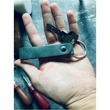 Pepuza Hakiki Deri Yeşil Anahtarlık