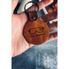 Pepuza Hakiki Deri Love Metaverse Logolu Anahtarlık