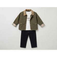 Canoz Canöz Erkek Çocuk Bayramlık 3’lü Takım Ceket Tişört Pantolon Şık Kombin Set  %100 Pamuk