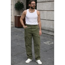 Comstar Erkek Günlük Kargo Cep Haki Baggy Pantolon