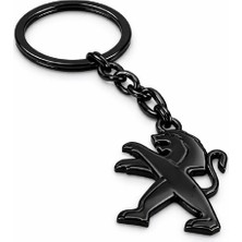 Gardenauto Peugeot 3D Metal Otomobil Anahtarlığı - Siyah Kaplamalı Oto Anahtarlık