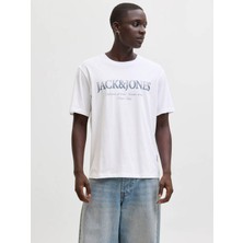 Jack & Jones Jjdevın Daytona Prınt Tee Beyaz Erkek T-Shirt 12290173