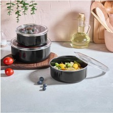abnturk 3 Lü Emaye Saklama Kabı Vakum Kapaklı 14CM 16CM 18CM