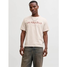 Jack & Jones Jjdevın Daytona Prınt Tee Bej Erkek T-Shirt 12290173