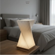 Adens Shop Modern Spiral Tasarım 3 Farklı Işık Modlu Dekoratif Gece Lambası ve Masa Lambası