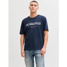 Jack & Jones Jjdevın Daytona Prınt Tee Lacivert Erkek T-Shirt 12290173