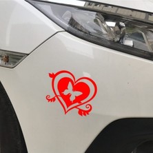 Ruselland Kelebek ve Kalp Tasarım Oto Özel Yeni Sticker Kırmızı 15*15 cm