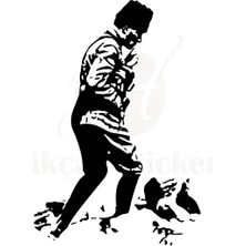 Ruselland Mustafa Kemal Atatürk Oto Özel Yeni Sticker Siyah 30*25 cm