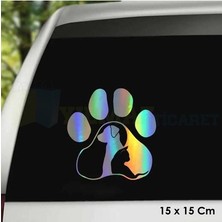 Ruselland Kedi Köpek Pati Yeni Süper Hologram Oto Sticker