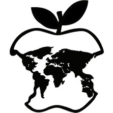 Ruselland Isırılmış Elma Dünya Haritası Duvar Dekor Sticker 40 x 48 cm