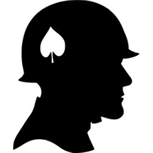 Ruselland Asker Kafası Silüeti Oto Özel Yeni Sticker Siyah 25 x 30 cm