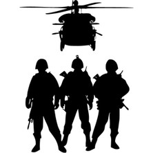 Ruselland Askerler ve Helikopter Oto Özel Yeni Sticker Siyah 25 x 35 cm