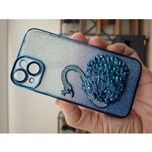 Epro iPhone 15 Uyumlu Kuğulu Sulu Simli Taşlı Kamera Lens Korumalı Hoparlör Toz Önleyicili Kılıf