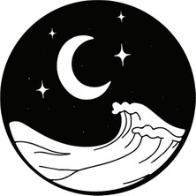 Ruselland Mehtap Ay ve Yıldız Temalı Sticker 20 x 20 cm