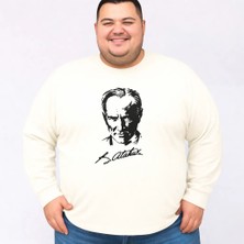 Sngl Erkek Büyük Beden Uzun Kollu Atatürk Baskılı T-Shirt 3xl 4xl 5xl 6xl 7xl 8xl 9xl