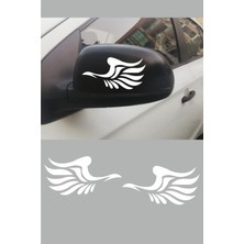 Ruselland Kanat Yan Ayna Oto Özel Yeni Sticker Beyaz Sağ-Sol 2 Adet 12*6 cm