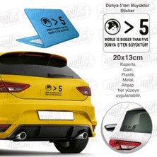Ruselland Dünya 5'ten Büyüktür Tükçe Ingilizce Yazılı Siyah Oto Özel Yeni Sticker 30*7,5 cm