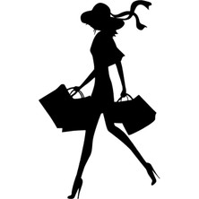 Ruselland Alışveriş Yapan Kadın Oto Özel Yeni Sticker Siyah 20 x 32 cm