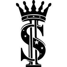 Ruselland Kral Taçlı Dolar Işareti Sticker 10 x 6 cm