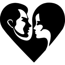 Ruselland Kalp Içinde Çift Oto Özel Yeni Sticker Siyah 25 x 22 cm