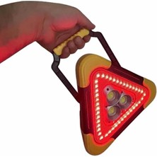 Aydogan's Reflektör Güneş Panelli Solarlı Şarjlı Üçgen Işıklı Trafik Reflektör Fener