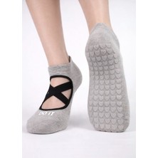 Bemp 2 Çift Gri Melanj Renkli Pilates & Yoga Silikonlu Kaymaz Tabanlı Patik Çorap