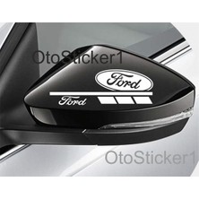 Ruselland Ford Için Özel Yeni Uyumlu Aksesuar Oto Ayna Özel Yeni Sticker Sağ-Sol 2 Adet Beyaz 16*5 cm
