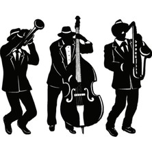 Ruselland Caz Müzik Temalı Sticker (Tip 3) 10 x 8 cm