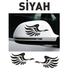 Ruselland Kanat Yan Ayna Oto Özel Yeni Sticker Siyah Sağ-Sol 2 Adet 12*6 cm