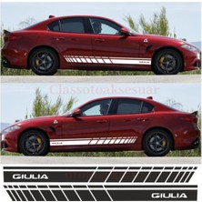 Ruselland Alfa Romeo Giulia Için Özel Yeni Uyumlu Aksesuar Oto Yan Şerit Özel Yeni Sticker Beyaz Uzunluk 175 cm