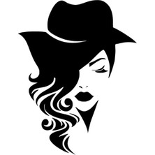 Ruselland Şapkalı Kadın Oto Özel Yeni Sticker Siyah 25 x 32 cm