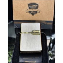 Nikaş Zorro Özel Tasarım Metal Benzinli Hediyelik Koleksiyonluk Siyah Şeritli Premium Çakmak