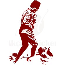 Ruselland Mustafa Kemal Atatürk Oto Özel Yeni Sticker Kırmızı 30*25 cm