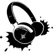 Ruselland Dj Kulaklığı Oto Özel Yeni Sticker Siyah 25 x 25 cm