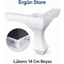 Ergün Store Mobilya Ayağı Lükens 14 cm Beyaz Kanepe , Şifonyer , Koltuk Sert Plastik 4 Adet