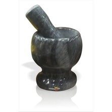 Feyza Design Siyah Parlatılmış Gerçek Mermer Çekirdek Ezme ve Dövme Havan Takımı