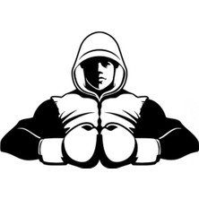 Ruselland Boks Sporları Siluet Duvar Dekor Sticker 40 x 24 cm