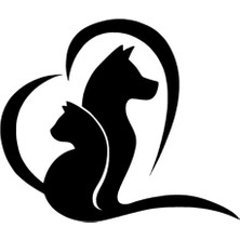 Ruselland Kedi Köpek Sevgisi Oto Özel Yeni Sticker Siyah 25 x 22 cm