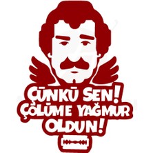 Ruselland Çünki Sen Çölüme Yağmur Oldun Yazılı Oto Özel Yeni Sticker Kırmızı 30*25 cm