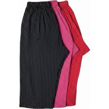 Urumbay 3'lü Büyük Beden Ağlı Kadın Penye Diz Altı Puanlı Kapri