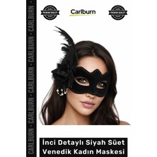 Carlburn #balomaskesi Inci Detaylı Zarafet Siyah Özel Gün Davet Süet Kadın Venedik Lüks Parti Balo Maskesi