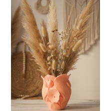 Karahanbey 3D Özel Baskı Turuncu Çiçekli Dekoratif Vazo Salon Ofis Dekoru - Lisinya