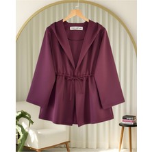 Modamorfo Önü Tünel Bağcıklı Scuba Kimono -Bordo
