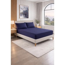 Homenup 160X200 Çift Kişilik Lastikli Çarşaf (Nevresim Kumaşı) Pamuk-Polyester Lacivert