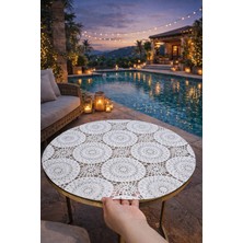 Hasır Lüx Silinebilir Yuvarlak Orta Sehpa Çicek Desenli Çeyizlik Pvc Şeffaf Masa Örtüsü