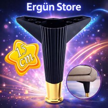 Ergün Store Mobilya Ayak 15 cm Siyah Altın Kanepe , Komidin , Koltuk Ayağı Sert Plastik