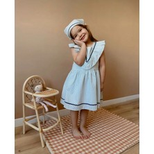 Butik Kız Çocuk Bandana Aksesuarlı %100 Pamuklu Elbise