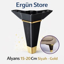 Ergün Store Mobilya Ayak 15-20 cm Alyans Siyah - Gold Kanepe , Koltuk , Komidin Ayağı Sert Plastik 4 Adet